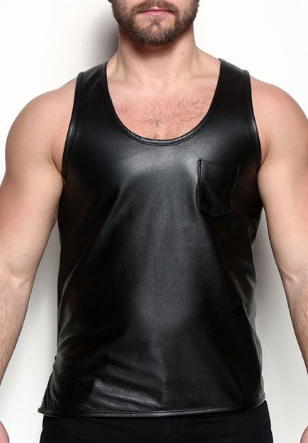 men leather tank top
