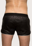 Athletic Leather Shorts- Black Piping