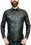 Police Leather Shirt- Long Slv